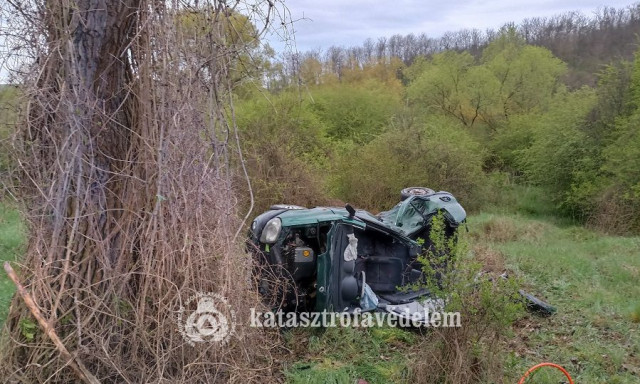 F&aacute;nak &uuml;tk&ouml;z&ouml;tt egy szem&eacute;lyaut&oacute; Kiskunmajsa &eacute;s Kistelek k&ouml;z&ouml;tt